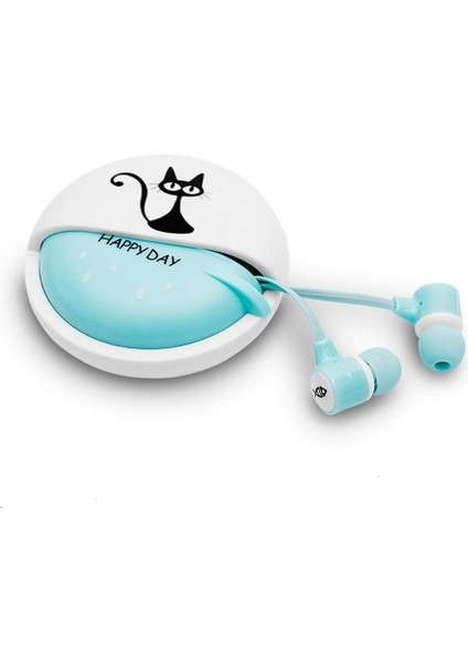 Stereo 3.5mm In Ear Cat Earphones Earbuds With Microphone With Earphone Storage Case For Smartphone Mp3 Ipod Pc Music (Yurt Dışından)
