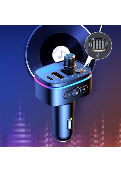 Araç Bluetooth Fm .0 Çift USB Şarj Cihazı 7 (Yurt Dışından)