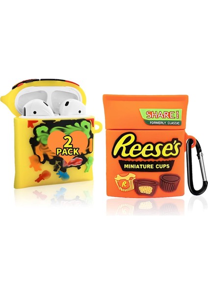 2pack For Airpod 2/1 Case, Food Design Airpod Case For Girls Kids, 3D Cute Cartoon Funny Food Fashion Design Silicone Protective Skin Shell Compatible With 1&2 (Yurt Dışından)