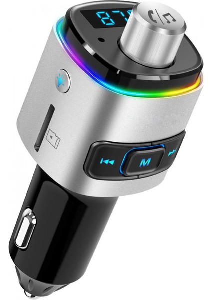 Sl-Bt225 Bluetooth V5.0 Çift Usb Qc3.-03.6v-12v/3a Fm Transmitter (Yurt Dışından)