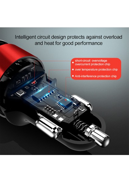 Qc3.0 Hızlı Şarj Çift Usb Alüminyum Alaşımlı Halo Dijital Ekran Şarj Cihazı-Siyah (Bir Set) (Yurt Dışından) modelleri