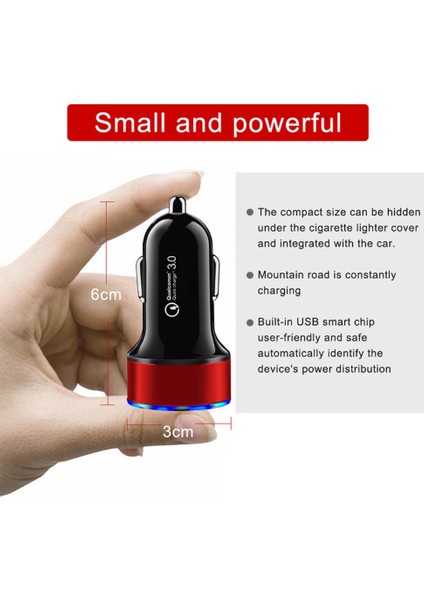 Qc3.0 Hızlı Şarj Çift Usb Alüminyum Alaşımlı Halo Dijital Ekran Şarj Cihazı-Siyah (Bir Set) (Yurt Dışından) indirimleri