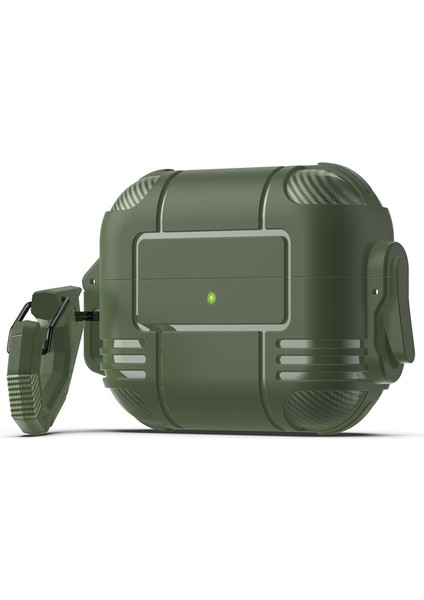 Cover Designed For 3 Full Body Protection Airpod Cover With Keychain For Wireless Charging Case, Green [front LED Visible] (Yurt Dışından)
