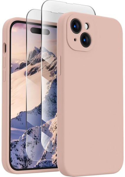 iPhone 15 Için Tasarlandı Kılıf, Yükseltilmiş Silikon [kamera Korumalı] Telefon Kılıfı ve [2 Ekran Koruyucu], Içi Yumuşak Çizilmez Mikrofiber Astar, 6,1 Inç, Pembe Kum (Yurt Dışından)