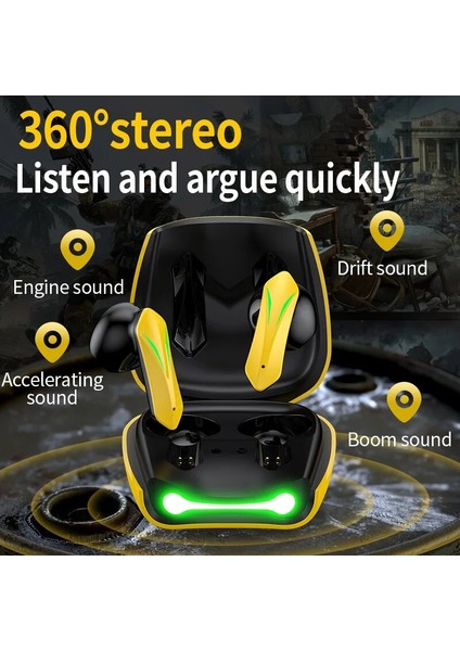 Oyun Kulaklık Bluetooth 5.2 Düşük Gecikme Profesyonel Oyuncu Bluetooth Mikrofonlu Kulaklık Stereo Hifi Kulaklık (Yurt Dışından)