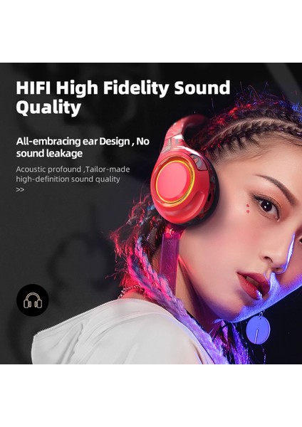 Katlanabilir Kablosuz/kablolu 3,5 mm Bluetooth Mikrofonlu Kulaklık Ayarlanabilir Kulak Üstü Kulaklık Rgb Işık Oyun Düşük Gecikme (Yurt Dışından)
