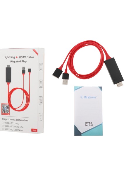 4K Tam Usb'den Usb'önüştürücüye Adapt Kablosu /8/8 Plus/7/6s Plus - , Kırmızı (Yurt Dışından) modelleri