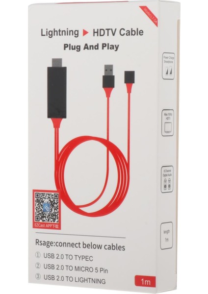 4K Tam Usb'den Usb'önüştürücüye Adapt Kablosu /8/8 Plus/7/6s Plus - , Kırmızı (Yurt Dışından) indirimleri