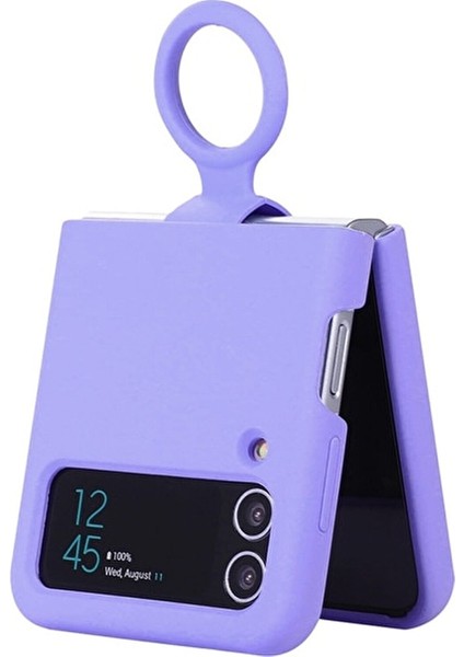 Qichengda Z Flip 3 Case Için Samsung Galaxy Z Flip 3 Parmak Yüzükü Liquid Silica Gel Silicone Koruma Mobil Telefon Davaları Cep Telefonu Kılıfları (Yurt Dışından)