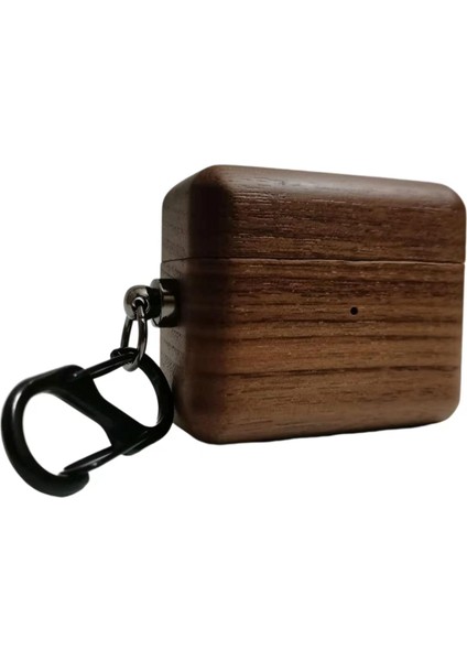 Wood Airpod Case For , Full-Body Protective Wood Case With Carabiner For Apple (2021 Airpod 3, Walnut) (Yurt Dışından)