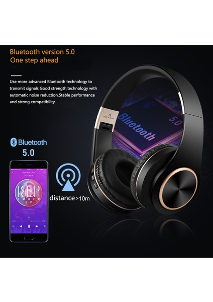 Mp3 Çalar Gürültü Önleyici Kulaklıklar Blutooth T8 Ses Kablosu ile Katlanabilir Bluetooth Kulaklık Hedset Kulaklık Büyük Kulak Telefonları (Yurt Dışından)