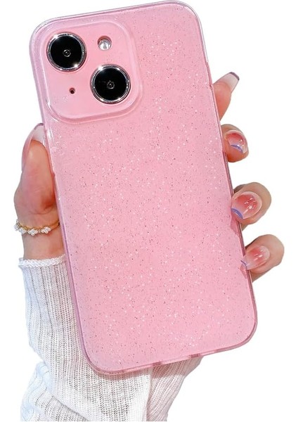 IPHONE15 ile Uyumlu Kılıf Glitter Bling Sevimli Kadın Kız Telefon Kılıfı Yumuşak Pırıltı Sparkly Koruyucu Kılıf iPhone 15-Pembe (Yurt Dışından)