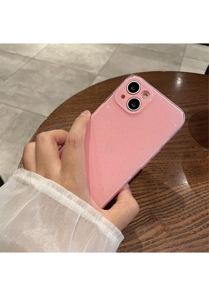 IPHONE15 ile Uyumlu Kılıf Glitter Bling Sevimli Kadın Kız Telefon Kılıfı Yumuşak Pırıltı Sparkly Koruyucu Kılıf iPhone 15-Pembe (Yurt Dışından)