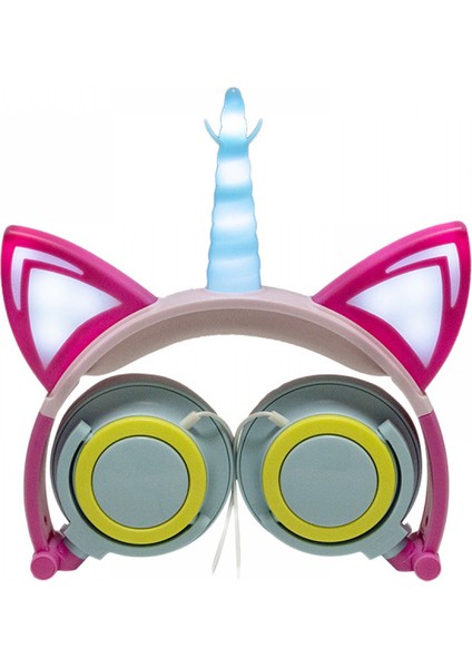 Cat Ear Headphones For Kids, LED Light With USB Chargeable Foldable Earphones For Childrenteens Adults, Compatible For Ipad, Tablet, Computer, Mobile Phone (Yurt Dışından)