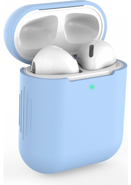 Simple Protective Case Is Suitable For Apple Wireless Bluetooth Headset Silicone Anti Falling Protective Case 1 / 2 Generation Universal Case（sky Blue） (Yurt Dışından)