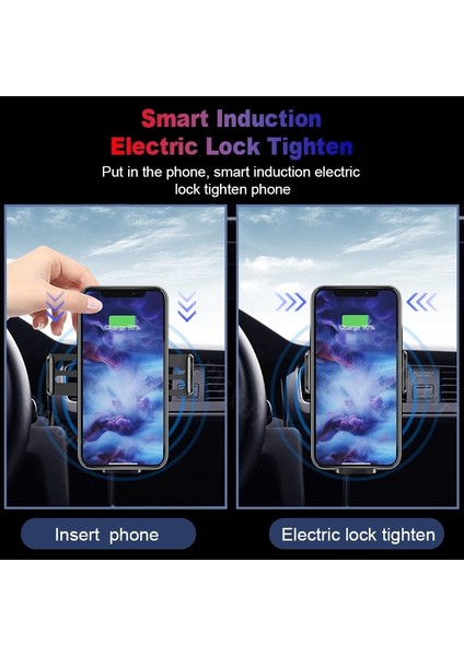 10W Araba Kablosuz Şarj Cihazı Otomatik Sıkma Araç Tutucu Telefon Tutucu iPhone Xiaomi Için Kızılötesi Indüksiyon Qı Hızlı Şarj Istasyonu (Yurt Dışından) modelleri