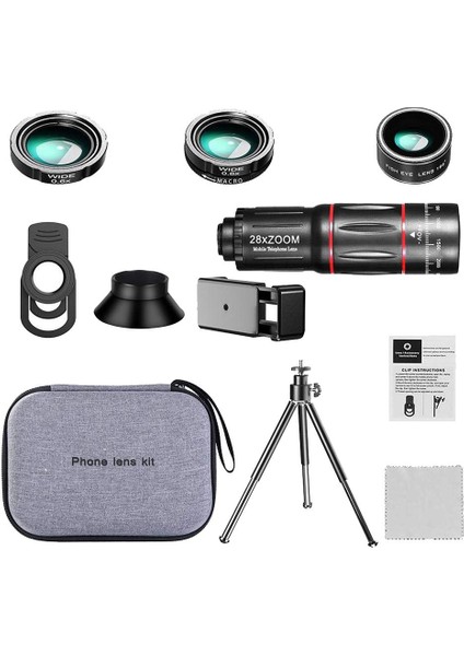 Evrensel Cep Telefonu Için 28X Lens Teleskop + Tripod + (Yurt Dışından)