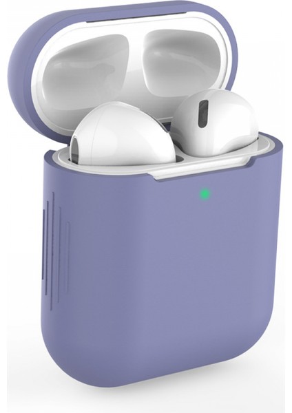 Simple Protective Case Is Suitable For Apple Wireless Bluetooth Headset Silicone Anti Falling Protective Case 1 / 2 Generation Universal Case（lavender Ash） (Yurt Dışından)