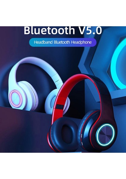 Kablosuz Bluetooth Kulaklık Kulak Üstü Katlanabilir Renkli Stereo Bilgisayar Kablosuz Kulaklık Gürültü Önleme Hıfı Oyun Kulaklığı (Yurt Dışından)