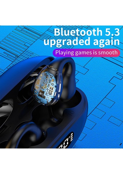 Tws Q80 Kablosuz Kulaklık Bluetooth 5.3 Kemik Iletimli Kulaklık Kulak Klipsi Tasarım Dokunmatik Kontrol LED Kulakiçi Spor Kulaklıklar (Yurt Dışından)