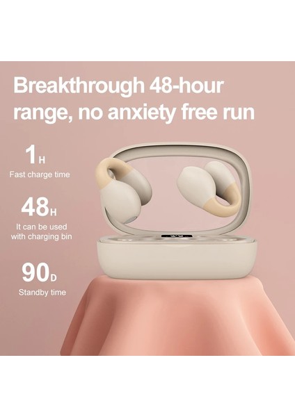 Kablosuz Kemik Iletimli Kulaklıklar Fones Bluetooth 5.3 Kulak Klipsi Küpe Kulaklık Dokunmatik Kontrol Spor Mikrofonlu Kulaklıklar (Yurt Dışından)