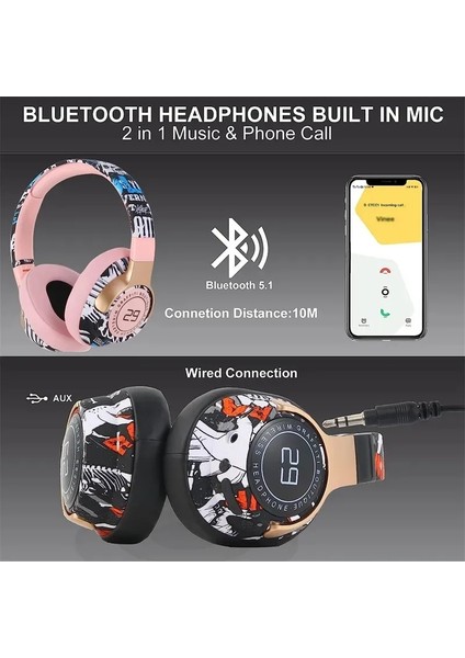 Bluetooth Kulaklık Kafa Aşınma Stereo Hifi Spor Oyun Kablosuz Kulaklık Müzik Pc Doğum Günü Yeni Yıl Hediyesi Için Mic ile Ağır Bas (Yurt Dışından) indirimleri