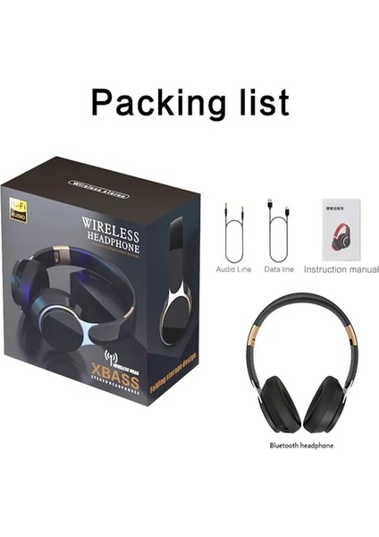 Kablosuz Kulaklıklar Bluetooth 5.0 Kulaklık Katlanabilir Kulaklık Hifi 9d Bas Stereo Kulaklık Spor Mikrofonlu Kulaklık (Yurt Dışından)