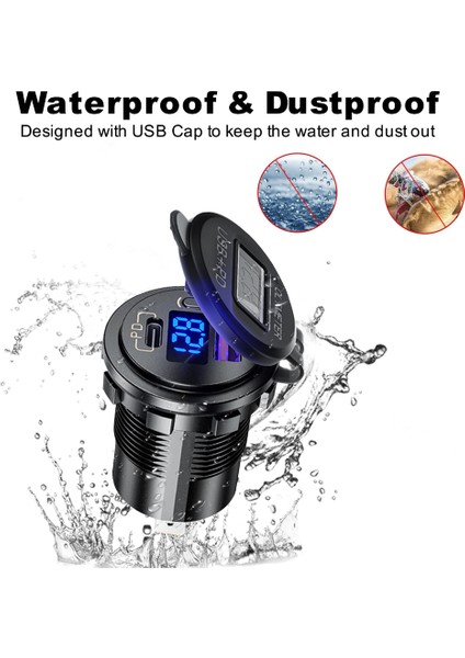 Pd+Qc3.0 Tamamen Metal Usb Araç Şarj Cihazı Hızlı Şarj-Mavi Işık (Bir Set) (Yurt Dışından) modelleri