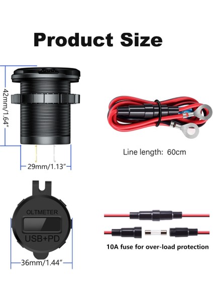 Pd+Qc3.0 Tamamen Metal Usb Araç Şarj Cihazı Hızlı Şarj-Mavi Işık (Bir Set) (Yurt Dışından) fırsatları