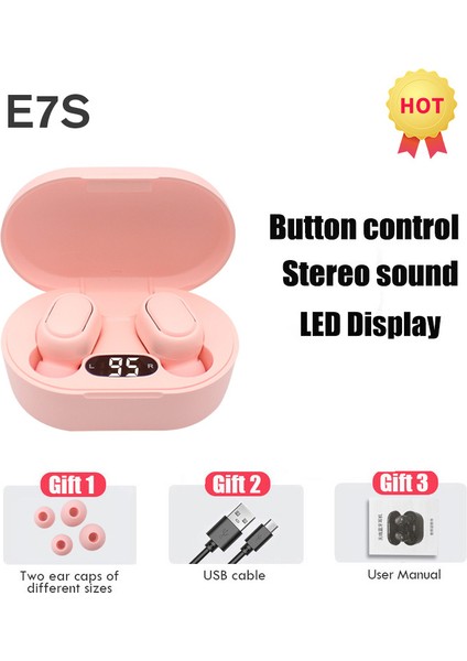 Orijinal E7S Tws Kablosuz Mikrofonlu Kulaklıklar LED Ekran Kulakiçi Kablosuz Bluetooth Kulaklık Hava E7S Fone Bluetooth Kulaklık (Yurt Dışından)