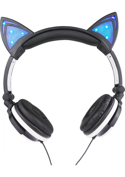 Wireless Bluetooth Cat Ear Bluetooth Headset, Adjustable Headset Cute LED Flash Wireless Foldable Headset For Office Work/sports/school/travel (Yurt Dışından)