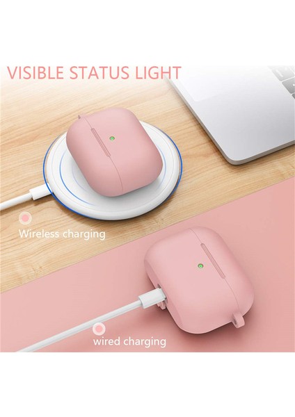 3(2021), Apple Airpod 3rd Generation Women's Case, Air Pod 3rd Generation Charging Case Silicone Case With Pom Pom Keychain Accessory(Blue) (Yurt Dışından)