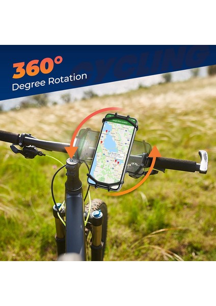 Bisiklet Telefonu Montajı, Motosiklet Gidon Montajı, 360° Dönebilen Silikon Bisiklet Telefonu Tutucu, iPhone ile Uyumlu 13/12/11 Pro Max Xs Max Xr x 8 7 6s Plus Se 2022 12 Mini, Sa (Yurt Dışından)