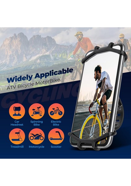 Bisiklet Telefonu Montajı, Motosiklet Gidon Montajı, 360° Dönebilen Silikon Bisiklet Telefonu Tutucu, iPhone ile Uyumlu 13/12/11 Pro Max Xs Max Xr x 8 7 6s Plus Se 2022 12 Mini, Sa (Yurt Dışından)