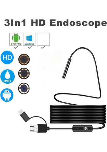 Endoskop Kamera Android Için 2.0 Mp 8mm Wifi Yılan Kamera 5m (Yurt Dışından)