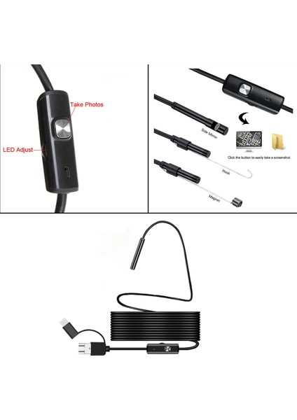 Endoskop Kamera Android Için 2.0 Mp 8mm Wifi Yılan Kamera 5m (Yurt Dışından)
