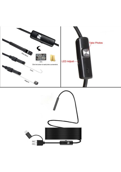 Endoskop Kamera Android Için 2.0 Mp 8mm Wifi Yılan Kamera 5m (Yurt Dışından)