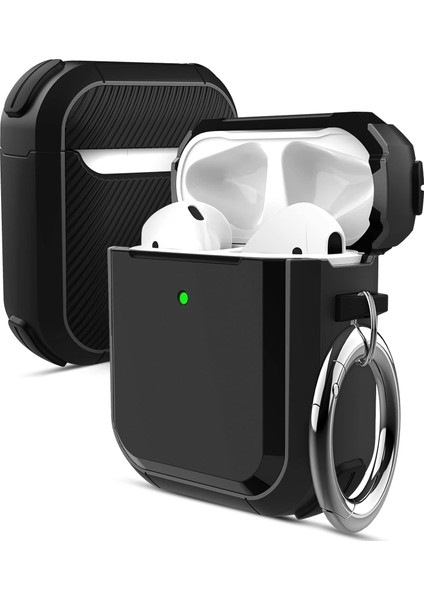 Protective Cover Shockproof Protection Tough Bumper Armor With Secure Lock Keychain Carabiner Holder For 1st Generation 2nd Gen Black (Yurt Dışından)