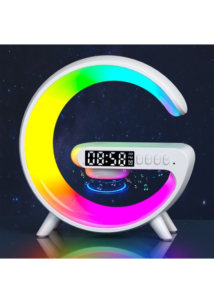 Kablosuz Şarj Cihazı Rbg Müzik Ritim Çevresi Işık Bluetooth Hoparlör Saat Çalar Saat Düğmeleri (Yurt Dışından) fiyatları