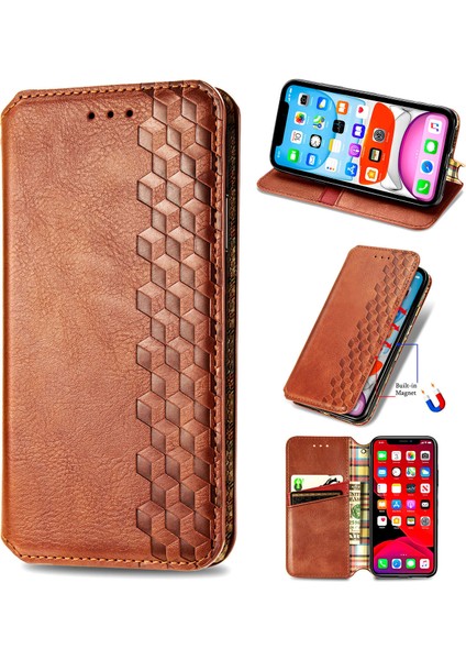 Ile Uyumlu iPhone 11 Kart Tutuculu Cüzdan Kılıfı, Pu Deri Çevirme Çubuğu Darbeye Dayanıklı Kapak (Yurt Dışından)