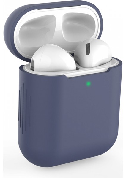 Simple Protective Case Is Suitable For Apple Wireless Bluetooth Headset Silicone Anti Falling Protective Case 1 / 2 Generation Universal Case（dark Blue） (Yurt Dışından)