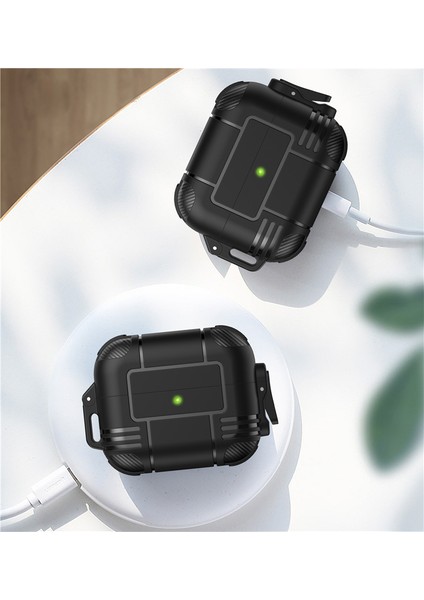 Cover Designed For Pro, Full Body Protection Airpod Cover With Keychain For Wireless Charging Case, Black [front LED Visible] (Yurt Dışından)