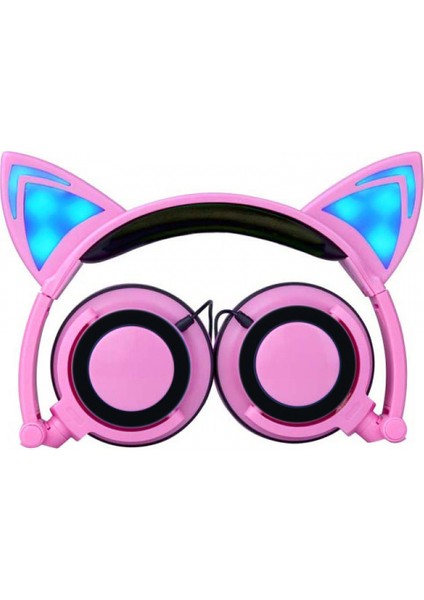 Wireless Bluetooth Cat Ear Bluetooth Headset, Adjustable Headset Cute LED Flash Wireless Foldable Headset For Office Work/sports/school/travel (Yurt Dışından)