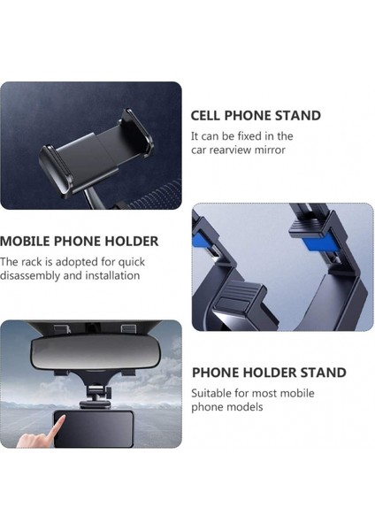 Araba Dikiz Aynası Cep Telefonu Standları Navigasyon Braketi Ayarlanabilir Teleskopik Cep Telefonu Tutucu Snap-On Cep Telefonu Tutucu (Yurt Dışından) fırsatları