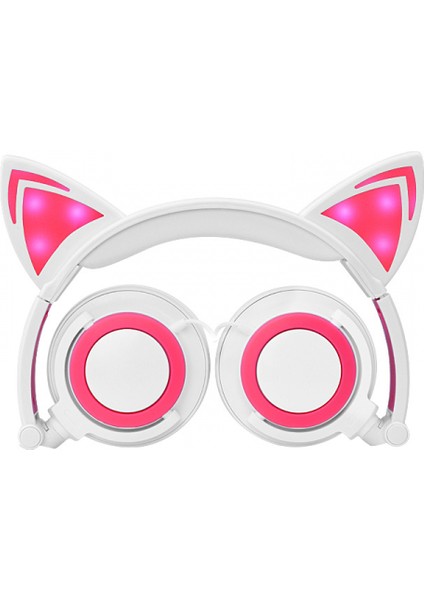 Wireless Bluetooth Cat Ear Bluetooth Headset, Adjustable Headset Cute LED Flash Wireless Foldable Headset For Office Work/sports/school/travel (Yurt Dışından)