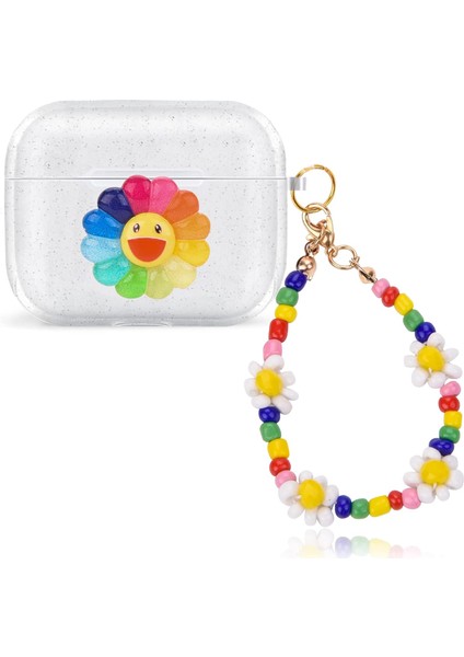 Cute Airpod 3 Case Smile Sun Flower Bracelet Design Soft Clear Glitter Protective Cover Compatible With 3rd Generation Case 2021 (Yurt Dışından)