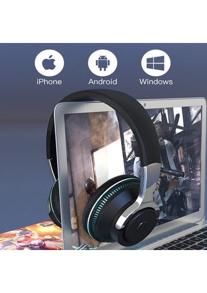 Bluetooth Kulaklıklar Kafaya Monte Gürültü Azaltma Telefonlar Için Kablosuz Kulaklık Pc Oyun Kulaklıkları Ağır Bas Renkli LED Işıklar (Yurt Dışından) indirimleri