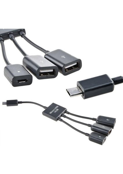Android Telefonlar Tablet Için 3 In 1 Mikro USB Şarj Otg Hub Splitter (Yurt Dışından)