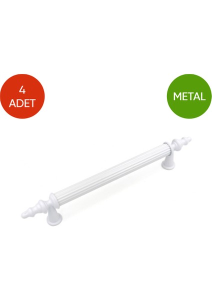 Metal 4'lü Set 96 mm Beyaz Anka Modeli Dolap Çekmece Mobilya Kulbu