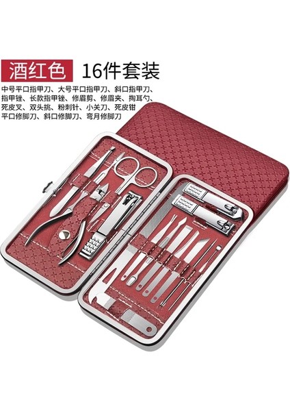 16 Adet-Kırmızı 8/9/11/12/16/19 Adet Tırnak Makası Seti Manikür Kesiciler Ev Paslanmaz Çelik Earpick Tırnak Makası Pedikür Tırnak Makası Aracı (Yurt Dışından)